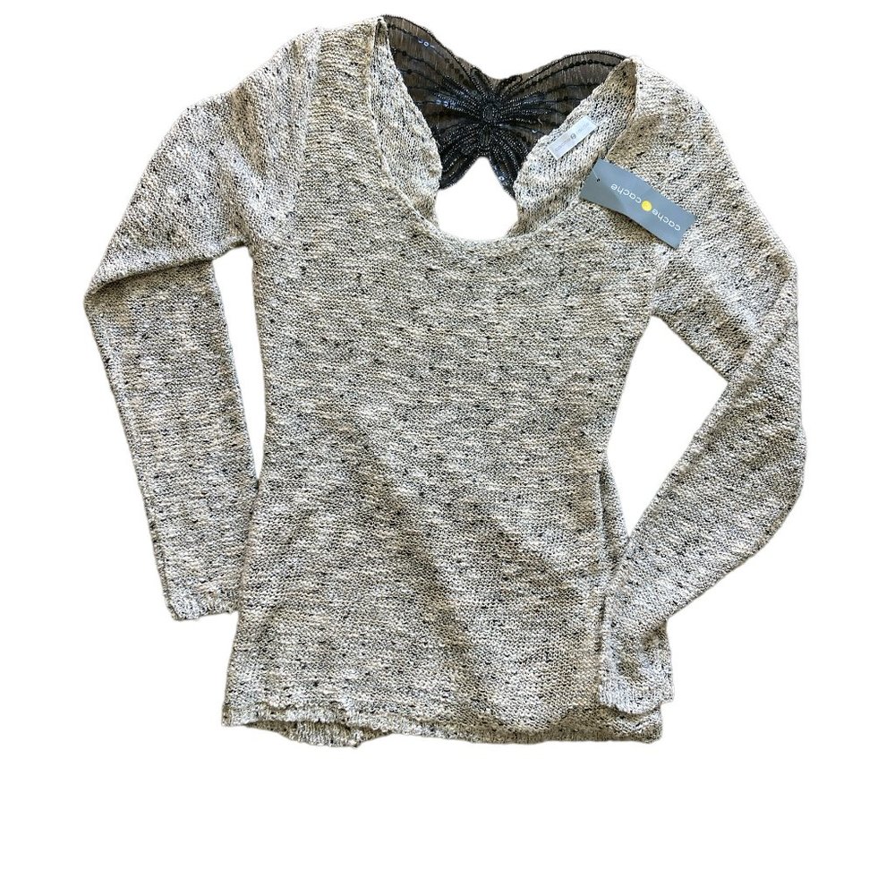 Cache Sand Color Butterfly Back Size S Sweater Top - image 4